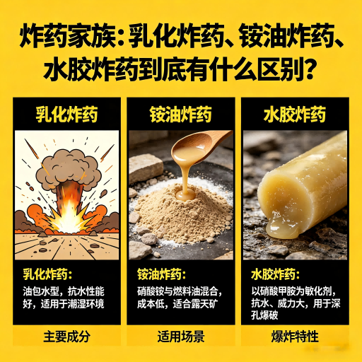 立山炸药家族：乳化炸药、铵油炸药、水胶炸药到底有什么区别？